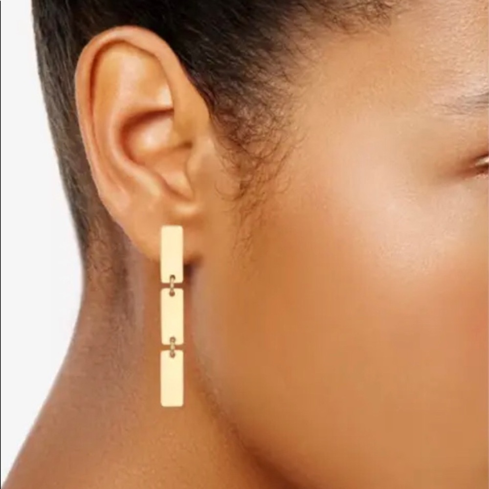 New! Alfani Gold-Tone Tablet Linear Drop Earrings - Picture 4 of 4